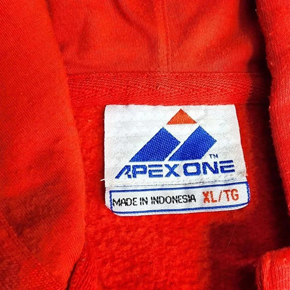 90s Apex One Wisconsin Badgers Hoodie Sweatshirt Embroidered Red Button Size XL - Picture 3 of 6